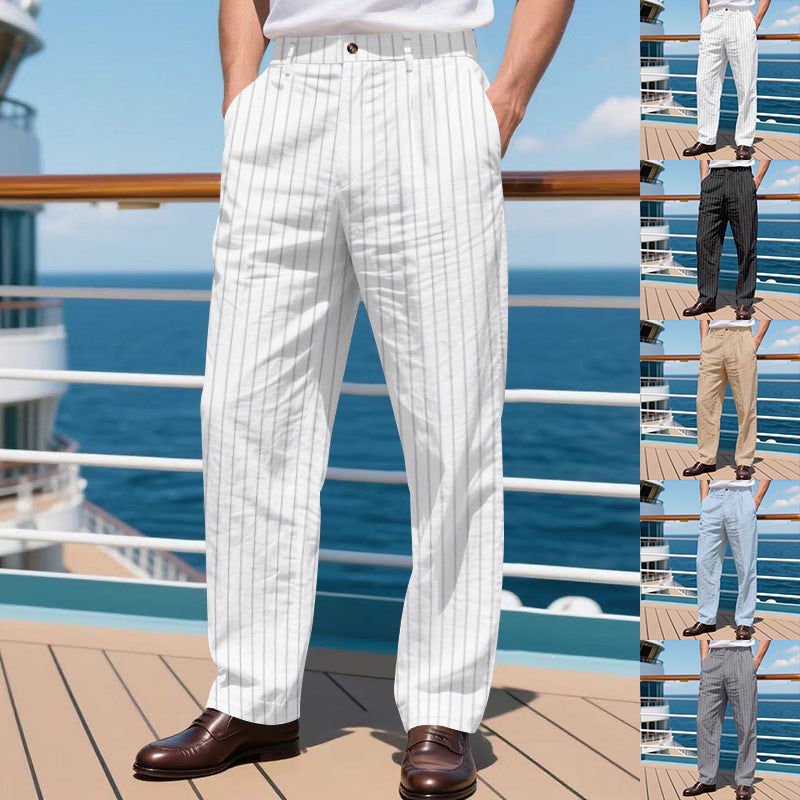 Herren elegante Anzughose mit schmalen Nadelstreifen