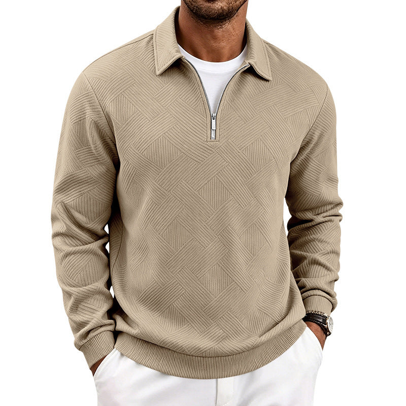 Herren Halbzip-Strickpullover mit geometrischer Struktur und Stehkragen Shop Nory