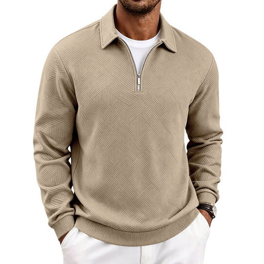 Herren Halbzip-Strickpullover mit geometrischer Struktur und Stehkragen Shop Nory