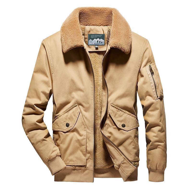 Herren Canvas-Fliegerblouson mit Sherpa-Innenfutter, Teddykragen und Utility‑Taschen Shop Nory