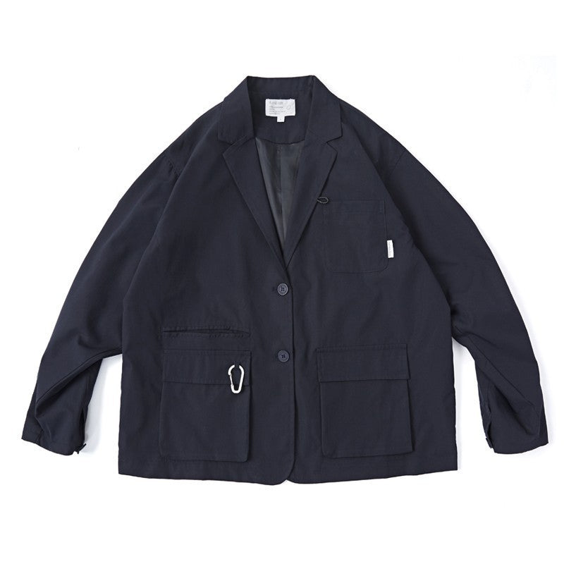 Unisex Weit geschnittener Utility-Blazer mit Multifunktionstaschen Shop Nory