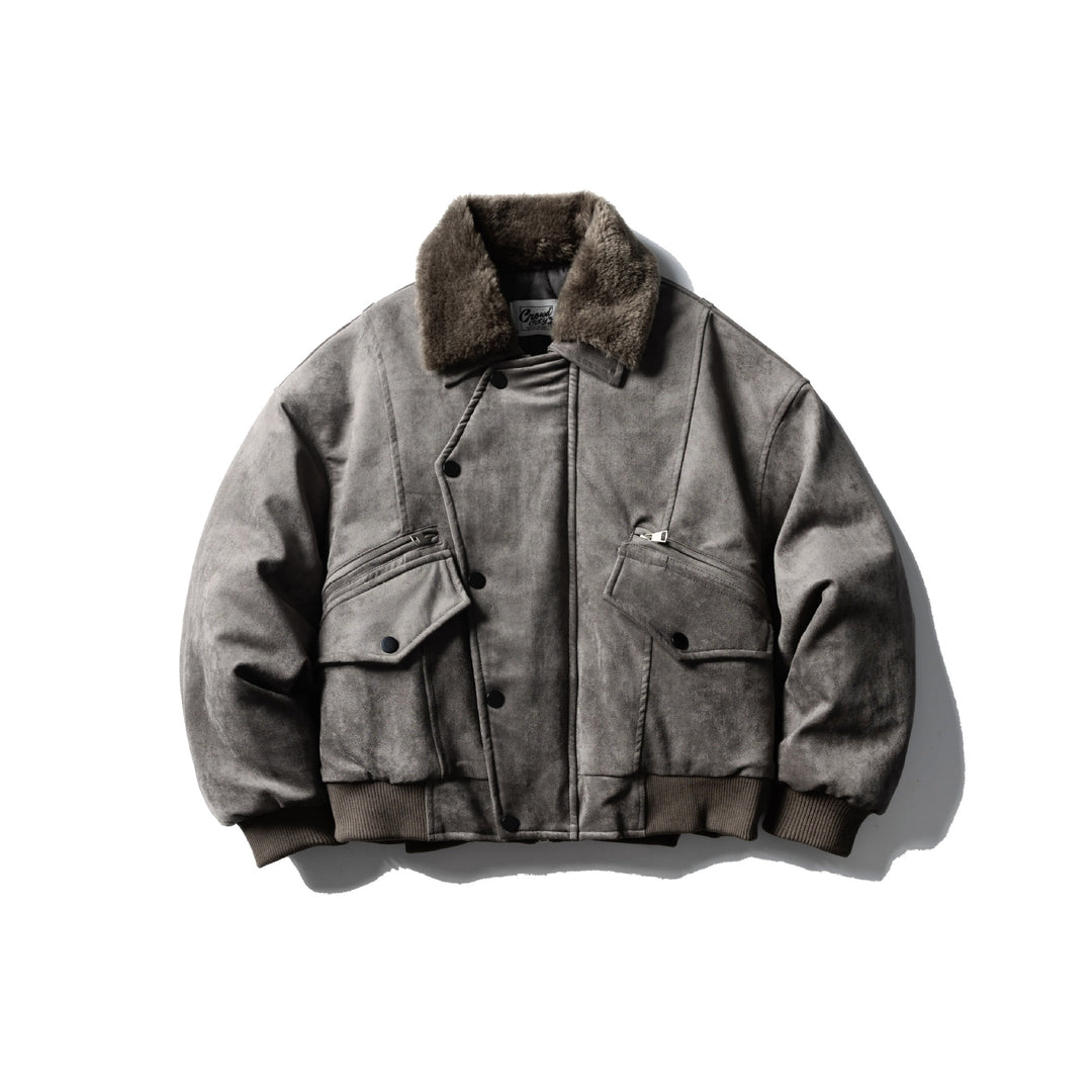 Herren Wattierter Fliegerblouson mit Kunstfellkragen, Velours‑Suede Optik und Utility‑Taschen Shop Nory