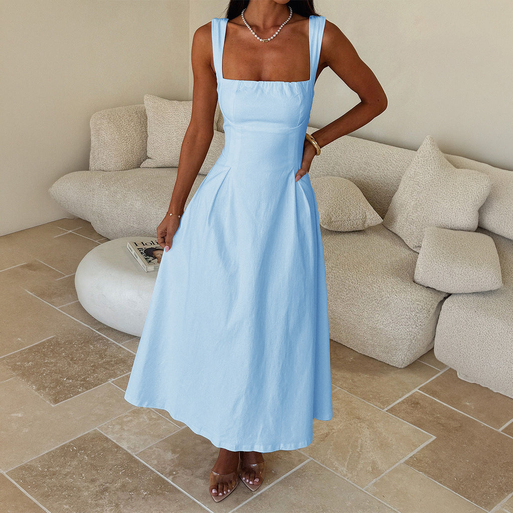 Damen Maxi-Kleid mit schulterfreiem Design und eleganten Rüschendetails Shopnory