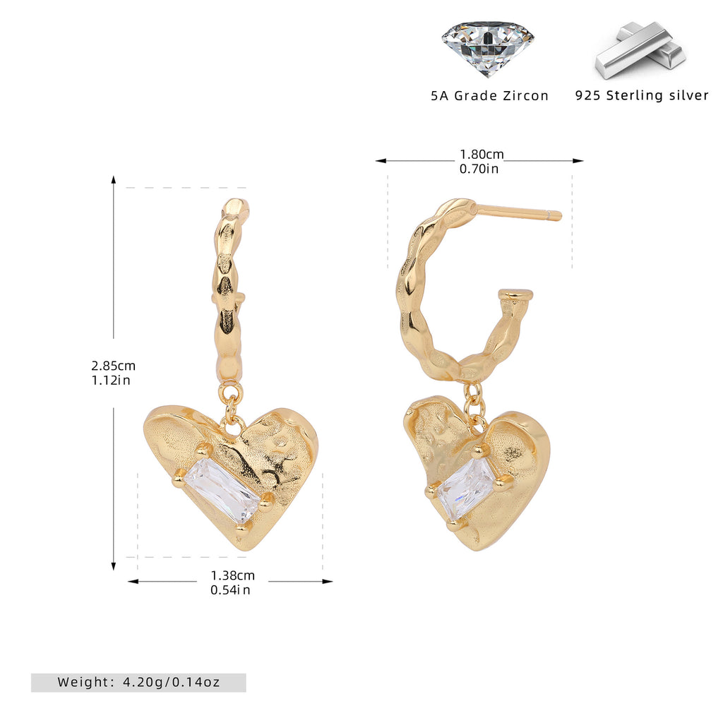 Damen Ohrhänger mit herzförmigem Zirkon-Anhänger aus hochwertigem 925 Sterling Silber Shop Nory