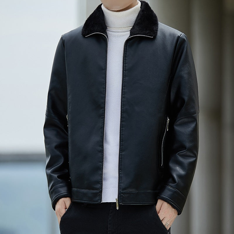 Herren Kunstlederjacke mit Stehkragen Shop Nory