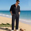 Herren leichtes Leinen-Outfit mit stilvollem Hemd und eleganter Hose ShopNory