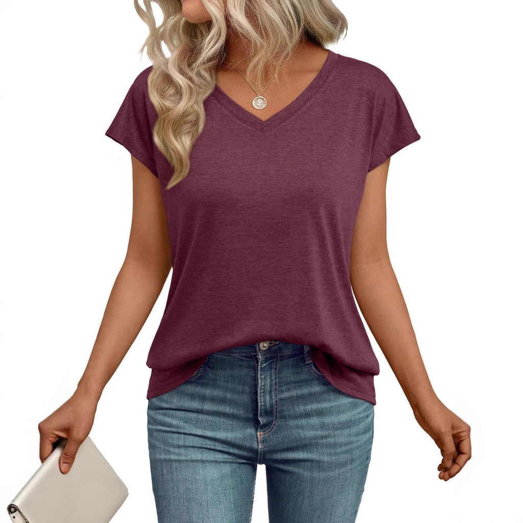 Damen V-Ausschnitt T-Shirt aus leichtem Material mit luftiger Passform