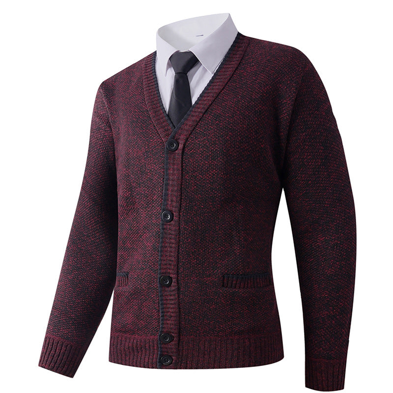 Herren Strukturierte Strickcardigan mit V-Ausschnitt, Knopfleiste und Eingrifftaschen Shop Nory