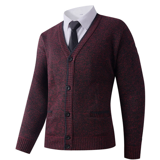 Herren Strukturierte Strickcardigan mit V-Ausschnitt, Knopfleiste und Eingrifftaschen Shop Nory