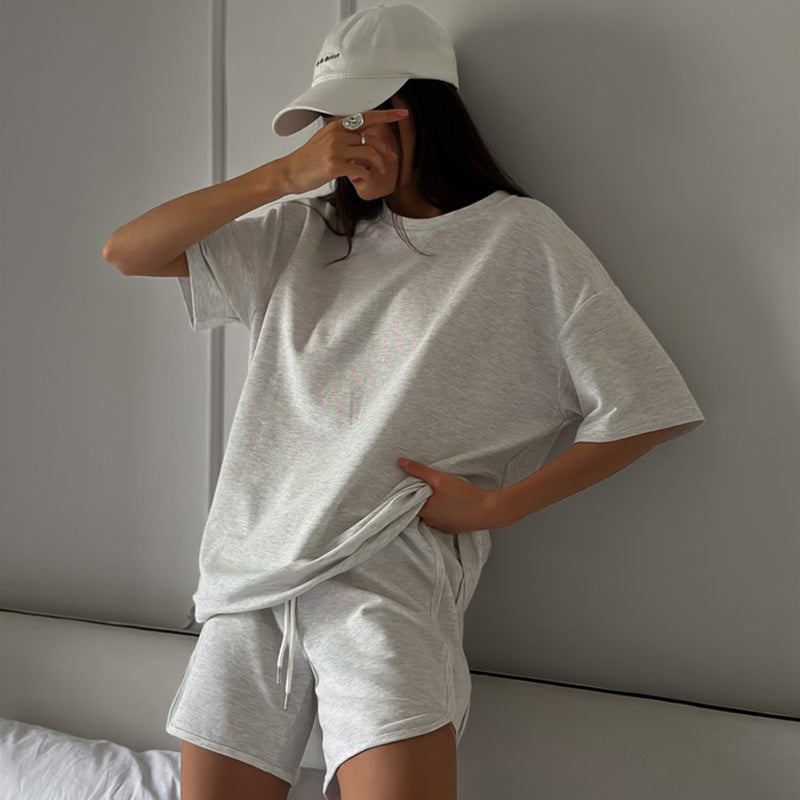 Damen lässiges T-Shirt und Shorts-Set mit lockerer Passform