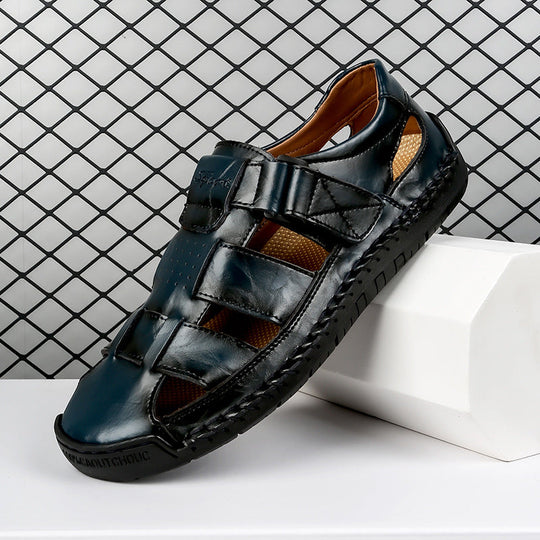 Herren Bequeme Leder-Sandalen mit verstellbarem Riemen