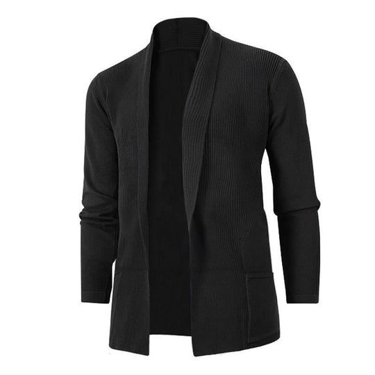 Herren lässige Strickjacke mit offenem Kragen und elegantem Rippdesign