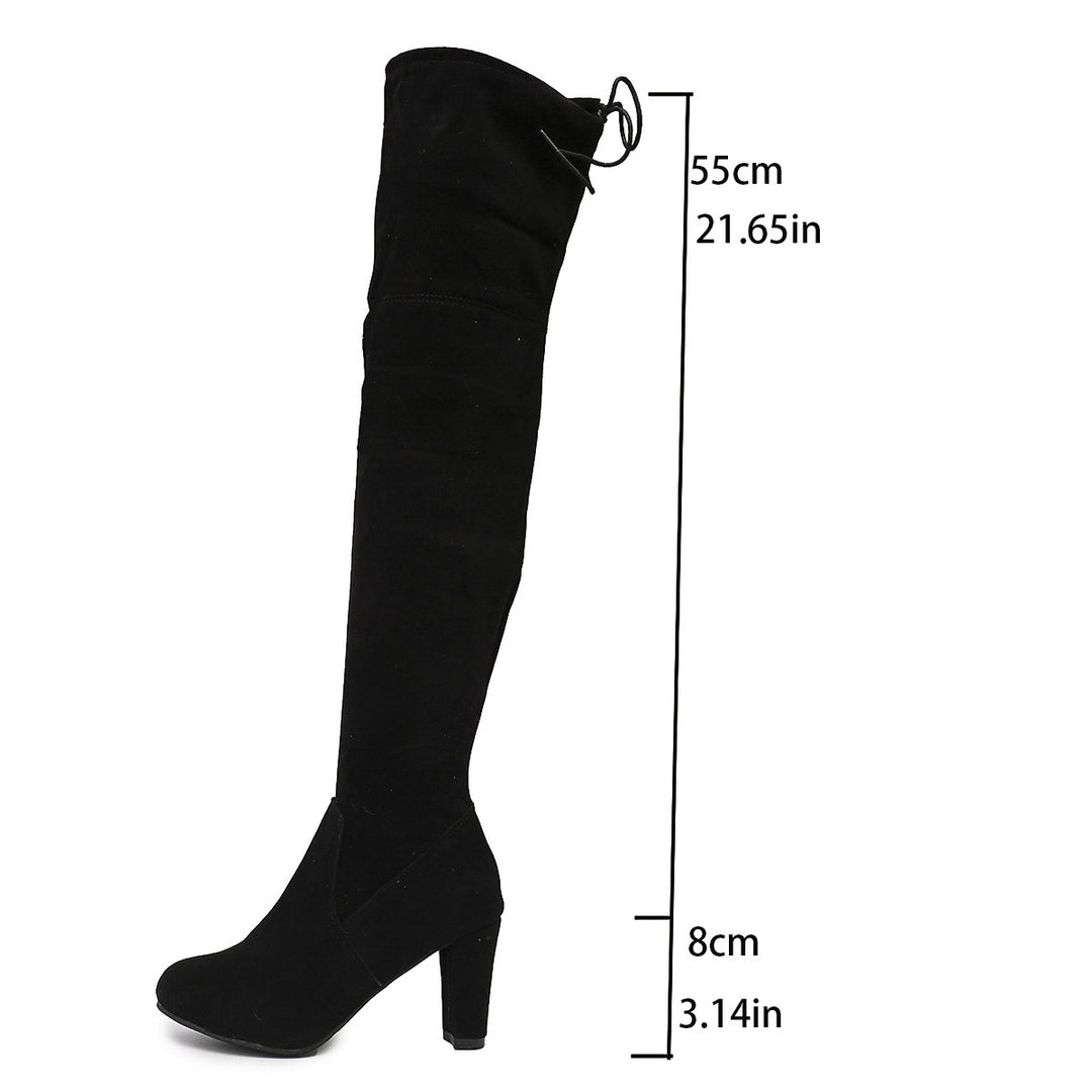 Damen Overknee-Slouch-Stiefel mit 8cm Blockabsatz und verstellbarem Kordelabschluss Shop Nory