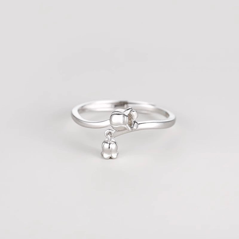 Damen Zierlicher Offener Ring mit minimalistischer Glockenanhänger Shop Nory