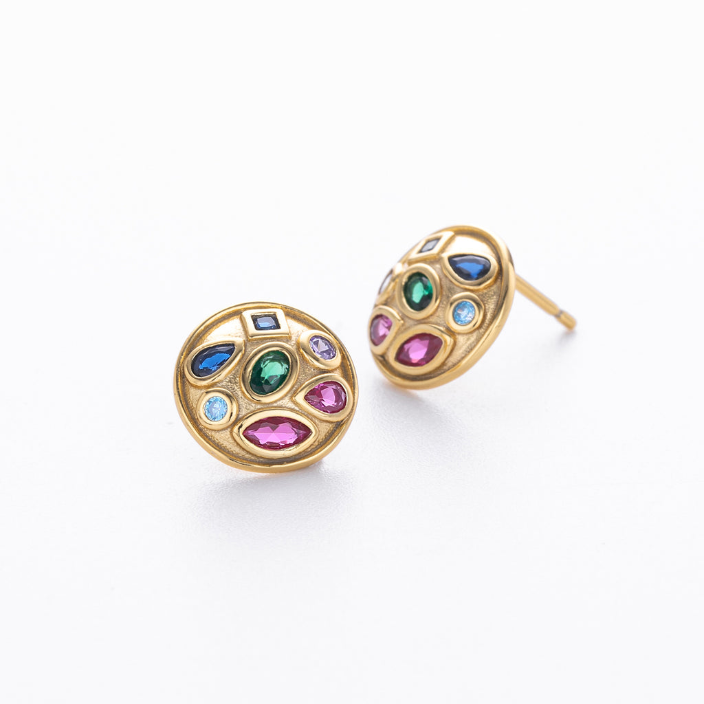 Damen Ohrstecker mit bunten Zirkon-Akzenten und hochwertiger 925er Sterlingsilberfassung Shop Nory