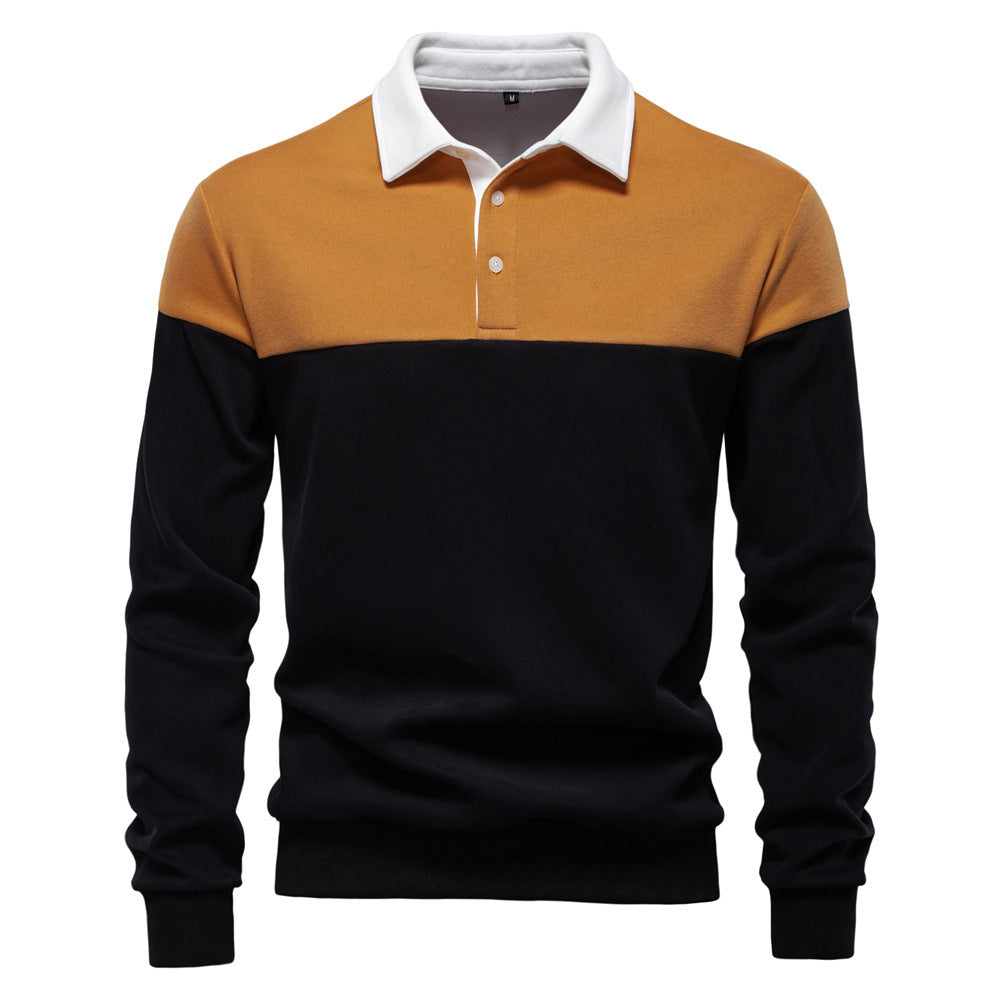 Herren Langarm Poloshirt mit modernen Farbapplikationen und hochwertigem Stoff