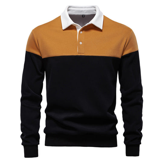 Herren Langarm Poloshirt mit modernen Farbapplikationen und hochwertigem Stoff