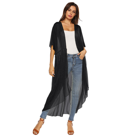 Damen eleganter, transparenter Strandkimono
