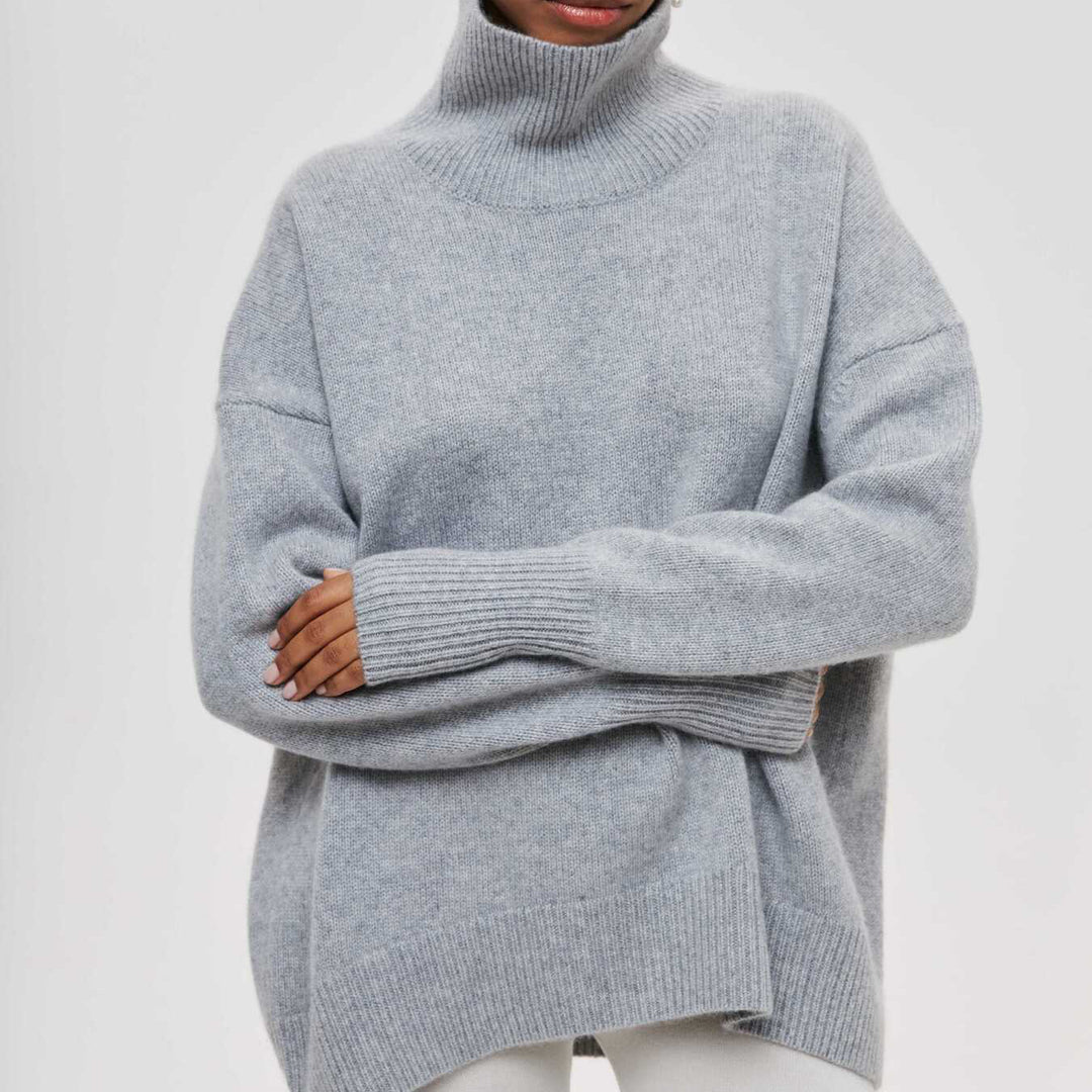 Damen Kuscheliger Oversize Rollkragenpullover mit verdeckten Seitenschlitzen und extra langem Rippbund Shop Nory