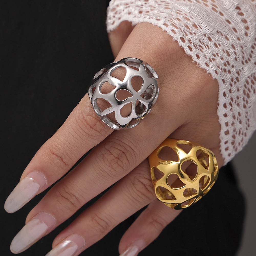 Damenring mit filigranem, durchbrochenem Design aus Edelstahl Shop Nory