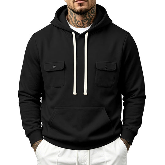 Herren Kapuzenpullover mit Doppel-Brusttaschen und Kängurutasche Shop Nory