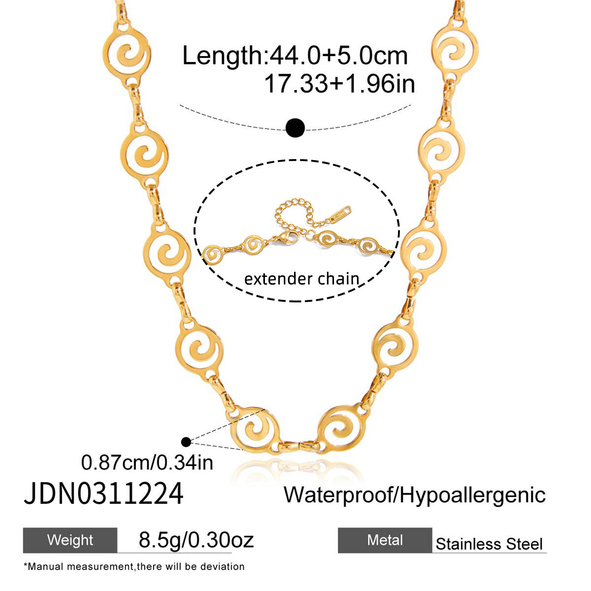 Damen Halskette mit spiralförmigem Design aus hypoallergenem Edelstahl Shop Nory