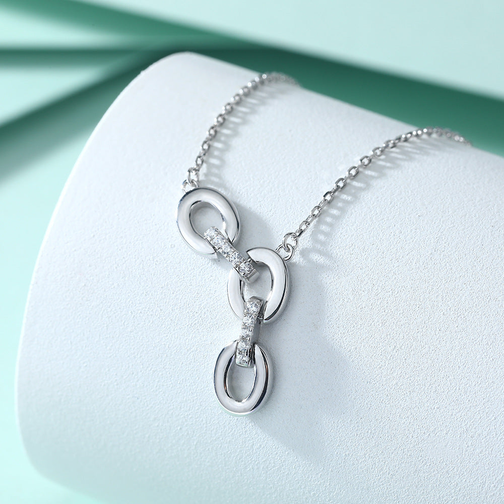 Damen Halskette mit elegantem Gliederdesign und funkelndem Zirkonia-Besatz Shop Nory