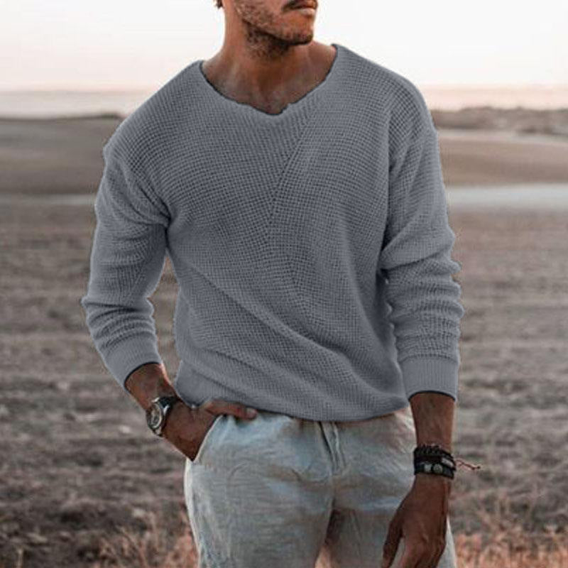 Herren Pullover mit V-Ausschnitt und strukturiertem Design