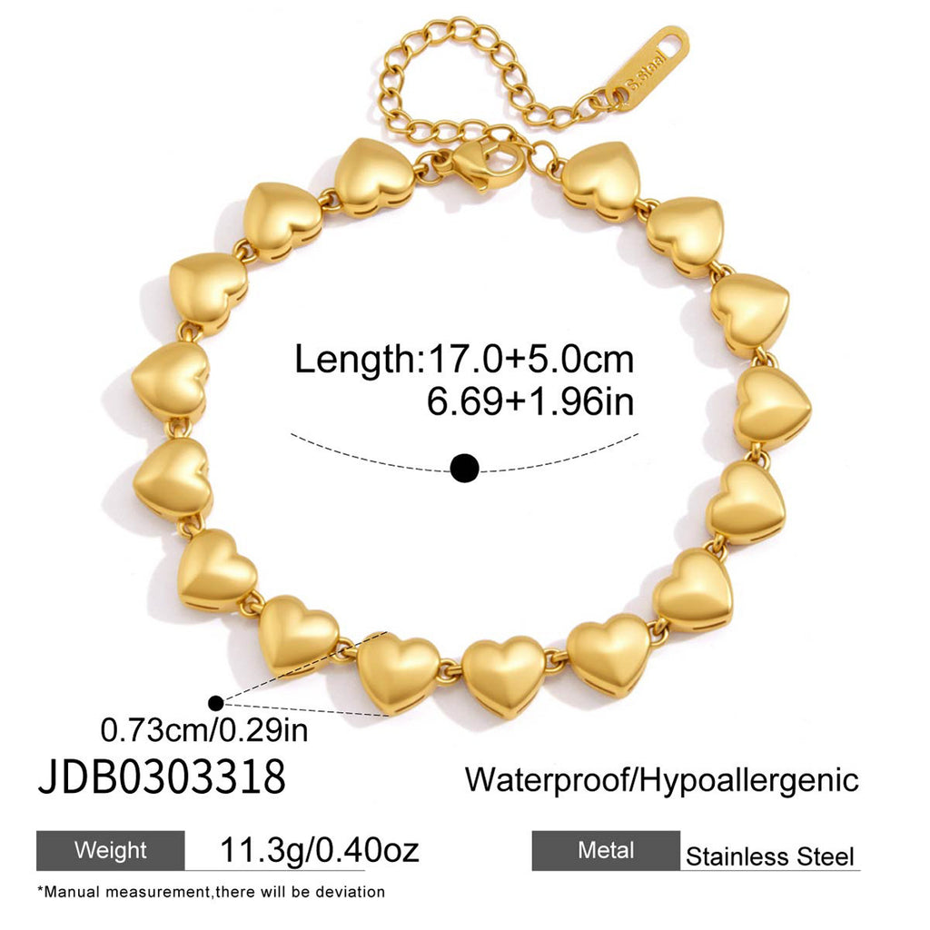 Damen Armband mit herzförmigen Anhängern aus hypoallergenem Edelstahl Shop Nory
