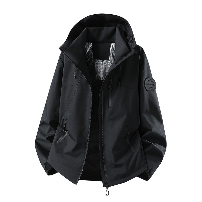 Herren Wasserabweisende Softshelljacke mit Kapuze und Reißverschlusstaschen Shop Nory