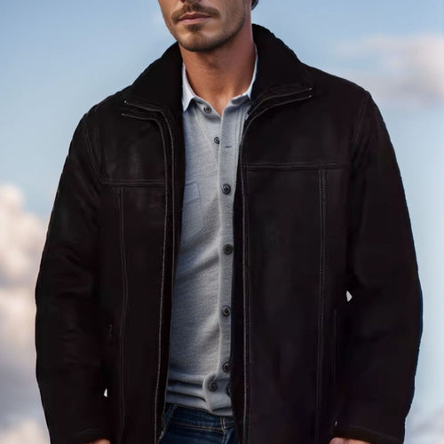 Herren Pilotenjacke mit wärmendem Teddyfutter und markanten Ziernähten Shop Nory