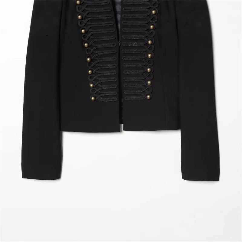 Damen Kurzblazer im Hussarenstil mit geflochtener Brustpasse und Messingknöpfen Shop Nory
