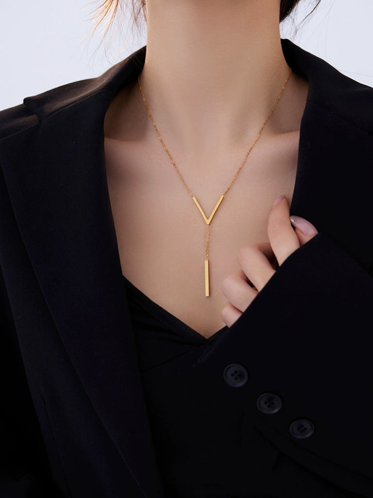 Damen Minimalistische Y-Form Anhänger Halskette Shop Nory