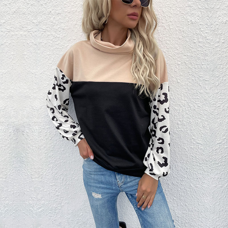 Damen Oversize-Pullover mit Schalkragen, Colourblock und Ballonärmeln Shop Nory