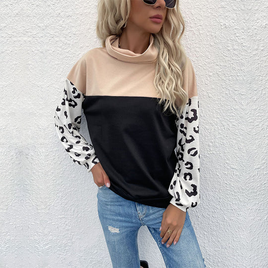 Damen Oversize-Pullover mit Schalkragen, Colourblock und Ballonärmeln Shop Nory