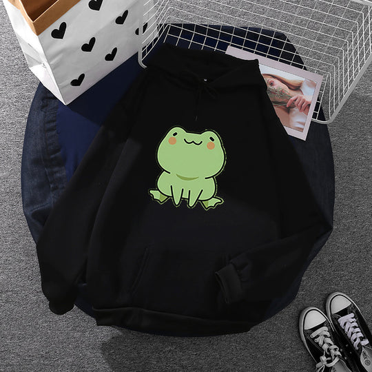 Damen nan Kapuzenpullover mit Mond‑und‑Wal-Illustration, Oversize-Schnitt und Kängurutasche Shop Nory