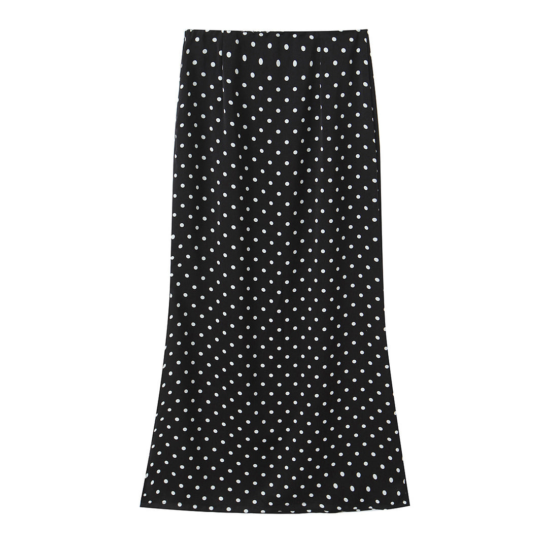 Damen Zweiteiliges tailliertes Blazer- und Midaxi-Rock-Set mit Rosenapplikation am Gürtel und Polka-Dot‑Rock Shop Nory