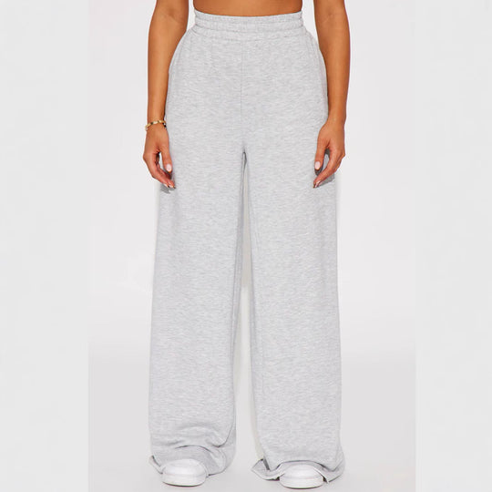 Damen nan weite Highwaist Palazzo-Loungehose mit doppelt gerafftem Komfortbund und fließender Wide‑Leg-Silhouette Shop Nory