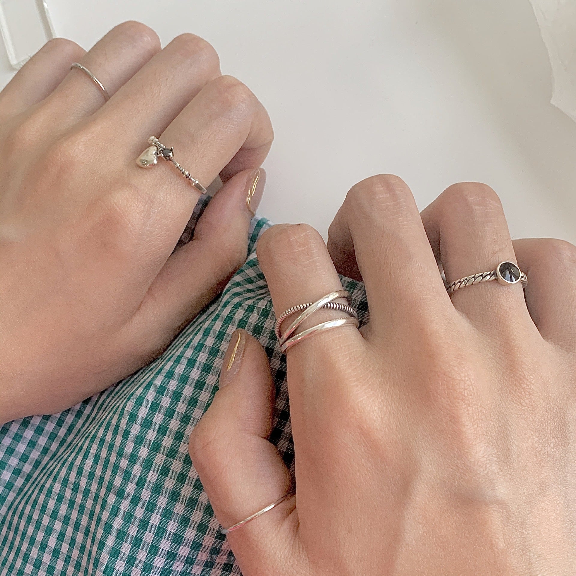 Damen eleganter und schicker Silberring mit Herz-Anhänger Shop Nory