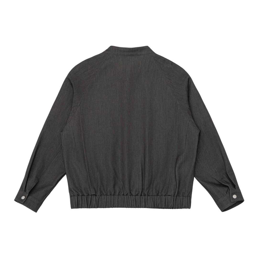 Unisex Kurz geschnittener Denim-Utility-Blouson mit Funnelkragen und Tunnelzugsaum Shop Nory