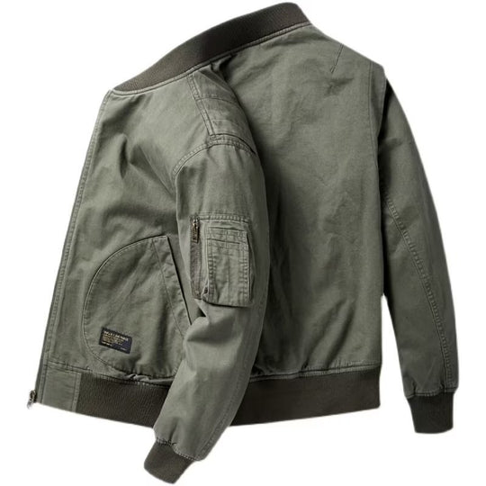 Herren Baumwoll-Canvas Bomberjacke mit Ärmeltasche und Rippbündchen Shop Nory
