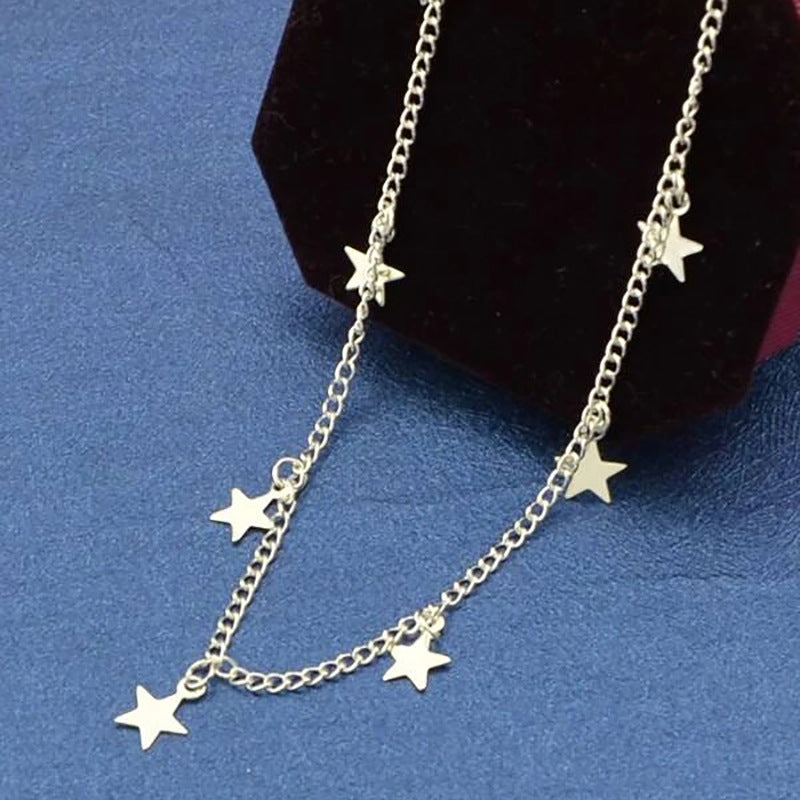 Damen Halskette mit funkelnden Sternen und zartem Design Shop Nory