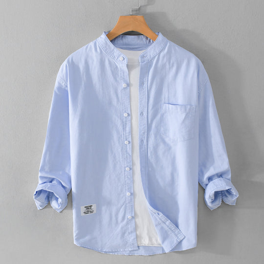 Herren Stehkragen-Overshirt aus Baumwollmix mit Brusttasche und entspannter Passform Shop Nory