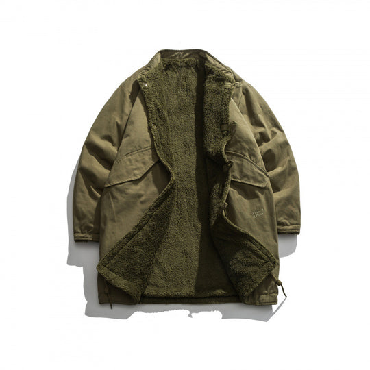 Herren Isolierende Parkajacke im Oversize‑Cut mit Sherpa‑Futter und Tunnelzugsaum Shop Nory