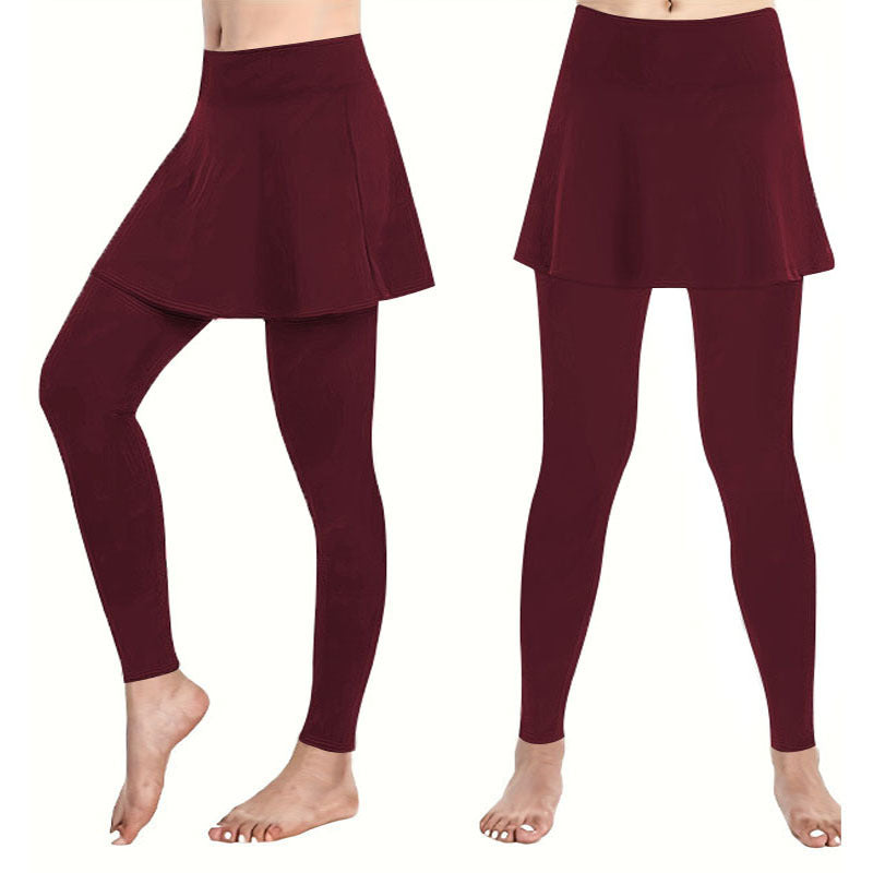 Damen Leggings mit rockähnlicher Einlage und hohem Bund