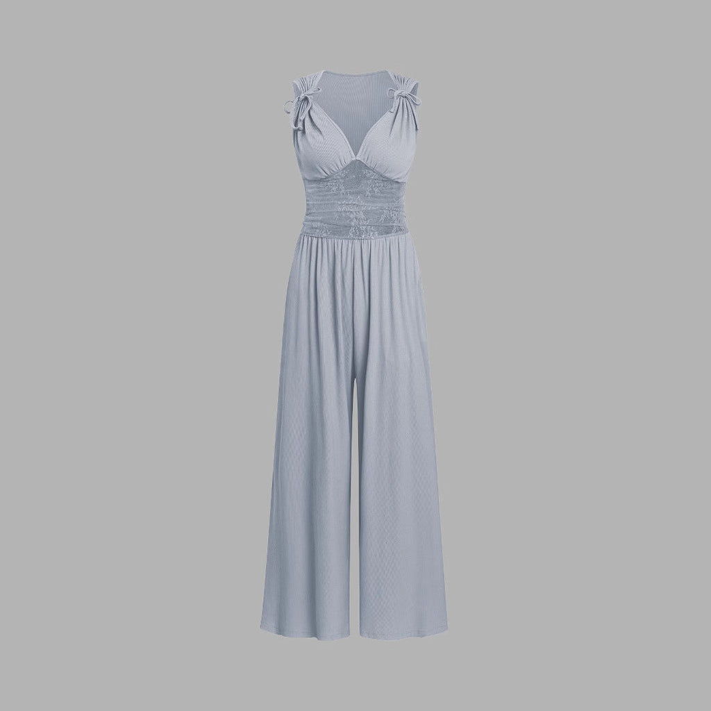 Damen eleganter Jumpsuit mit verstellbaren Trägern und weiten Beinen Shopnory