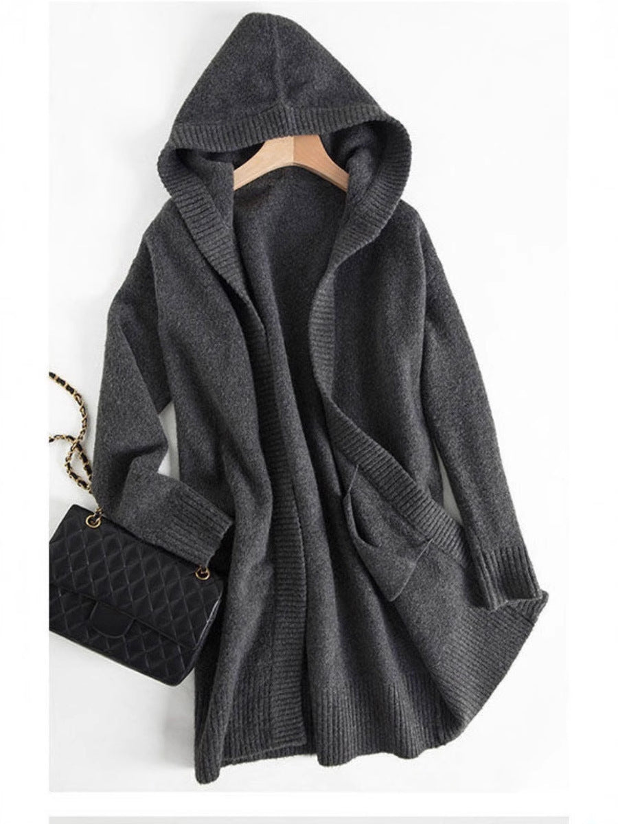 Damen Oversize Kapuzencardigan im Kaschmir‑Look mit offenem Fall und breiter Rippe Shop Nory