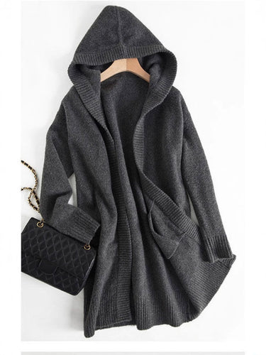 Damen Oversize Kapuzencardigan im Kaschmir‑Look mit offenem Fall und breiter Rippe Shop Nory