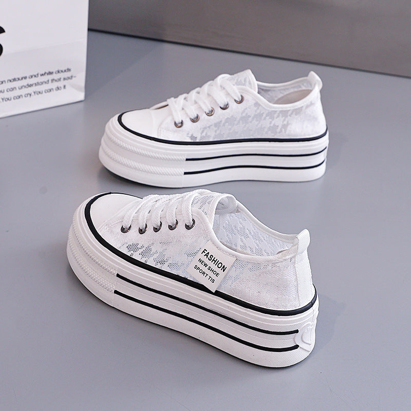 Damen Sneakers mit hohem Plateau und atmungsaktiver Oberseite