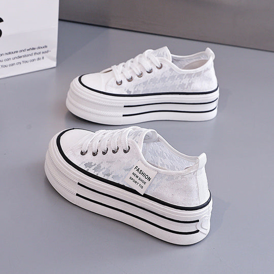 Damen Sneakers mit hohem Plateau und atmungsaktiver Oberseite